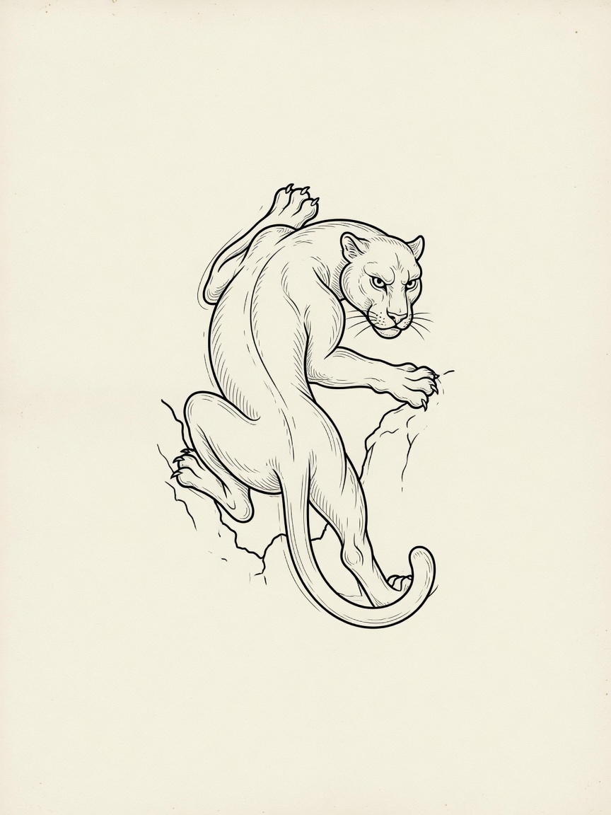 Panther — Fine Line Tattoo — Fine Line panther tattoo design