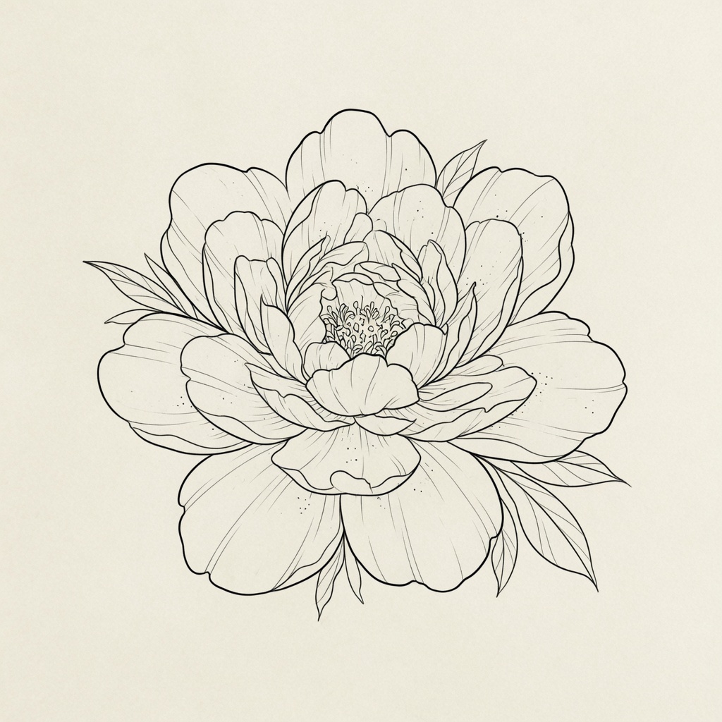 Peony — Fine Line Tattoo — Fine Line peony tattoo design