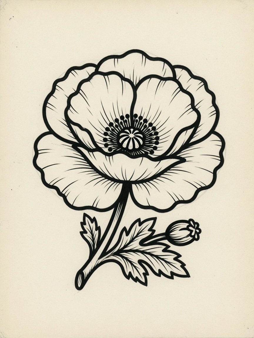 Poppy — American Traditional Tattoo Design — American Traditional poppy tattoo design