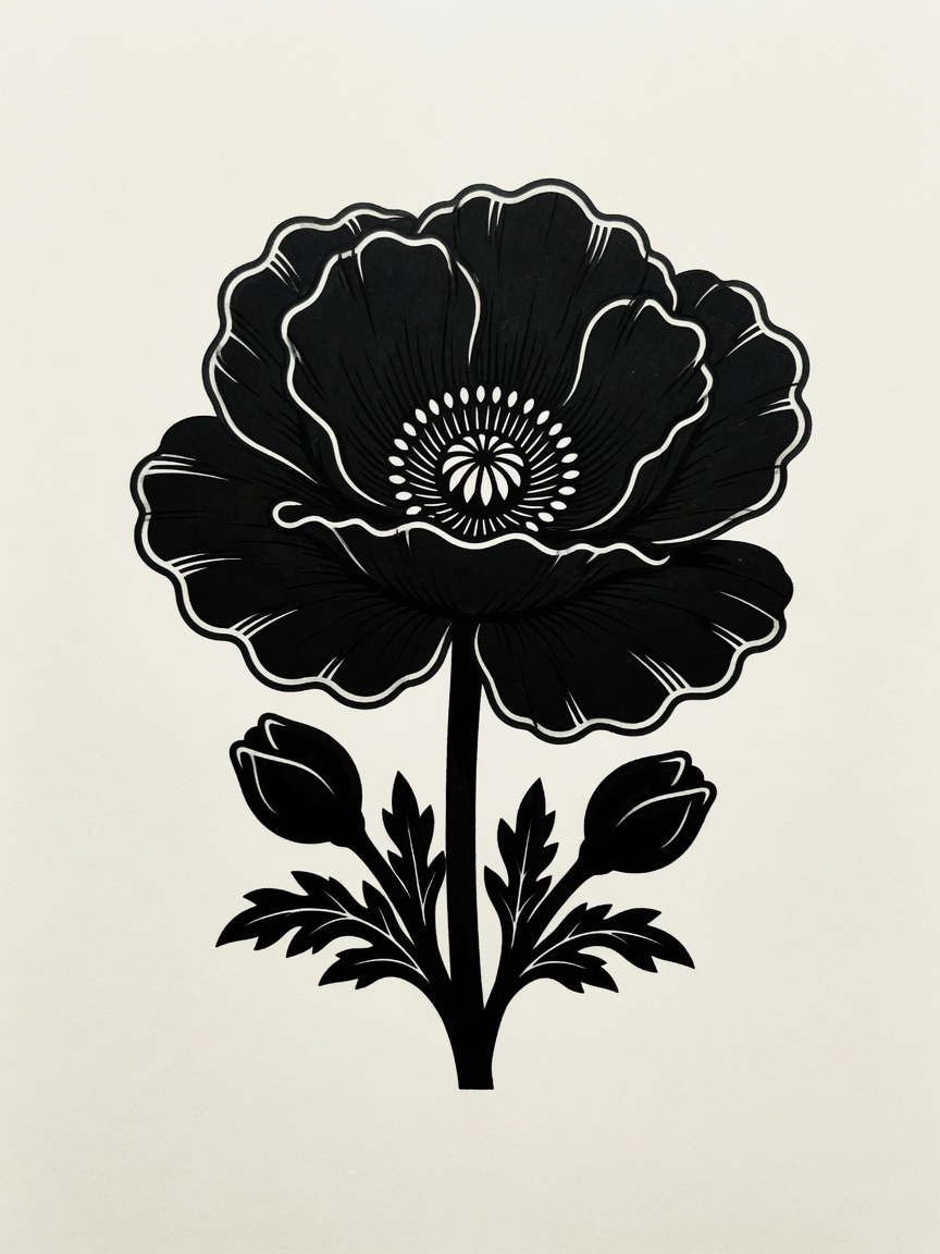 Poppy — Blackwork Tattoo Design — Blackwork poppy tattoo design