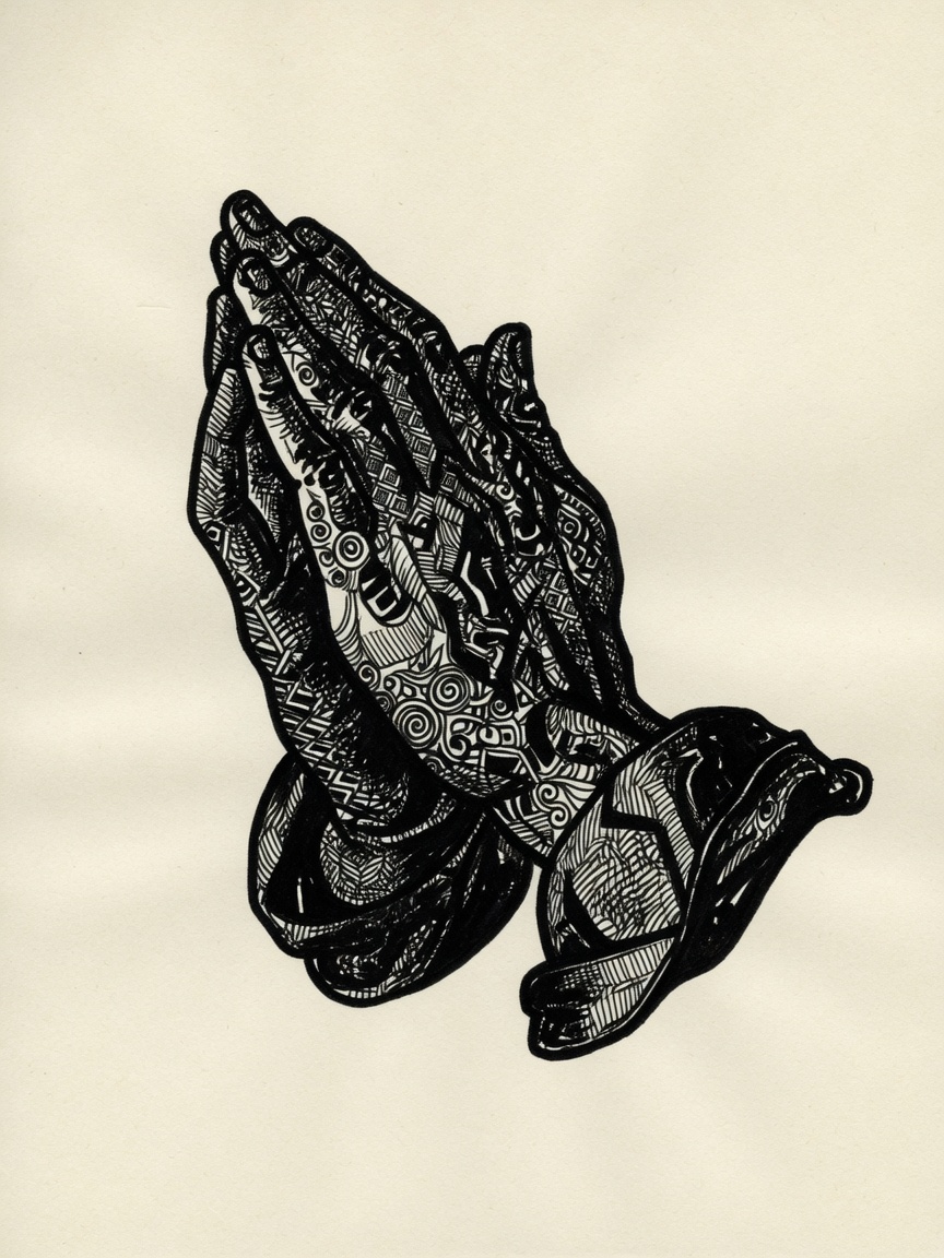 Praying Hands — Blackwork Tattoo Design — Blackwork praying-hands tattoo design