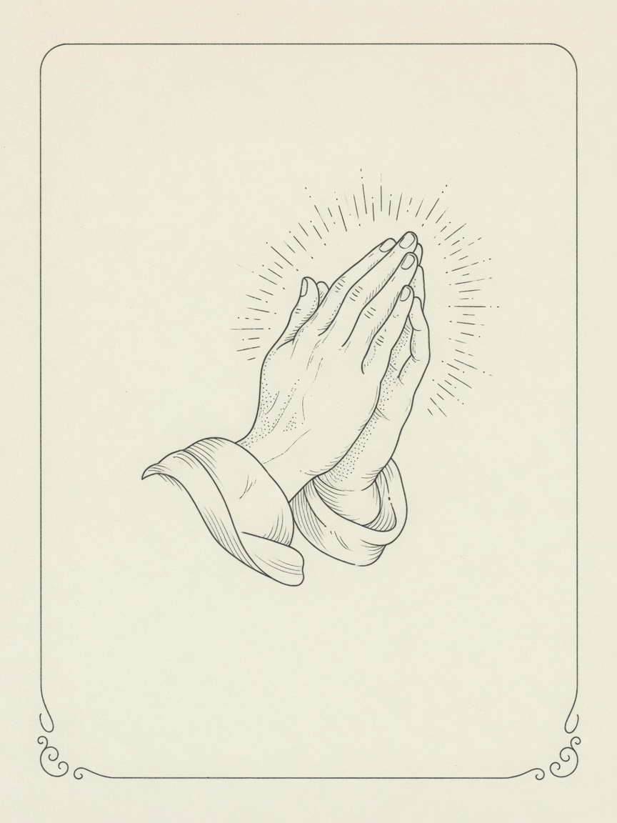 Praying Hands — Fine Line Tattoo Design — Fine Line praying-hands tattoo design