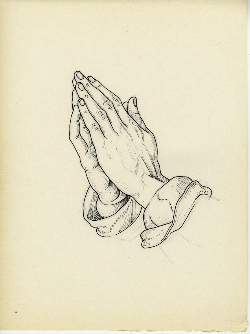 Praying Hands — Fine Line Tattoo Design — Fine Line praying-hands tattoo design