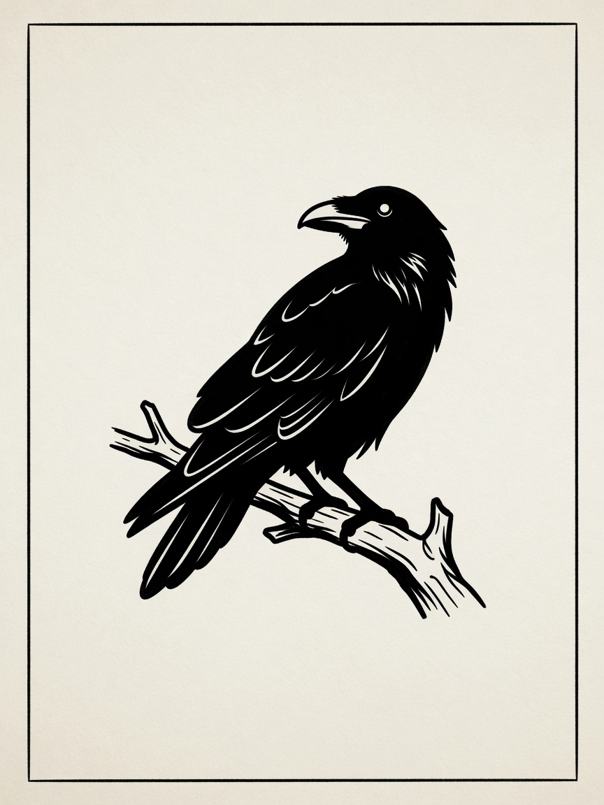 Raven — Blackwork Tattoo Design — Blackwork raven tattoo design