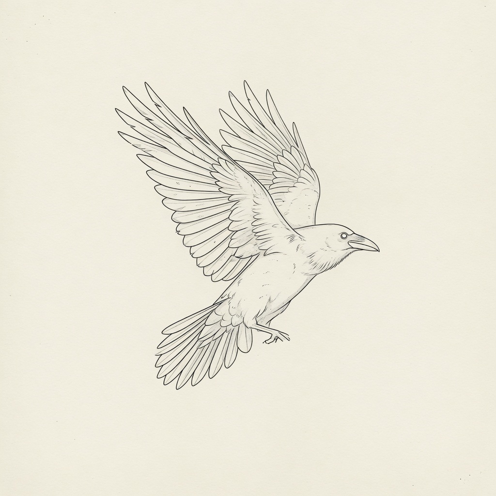 Raven — Fine Line Tattoo — Fine Line raven tattoo design