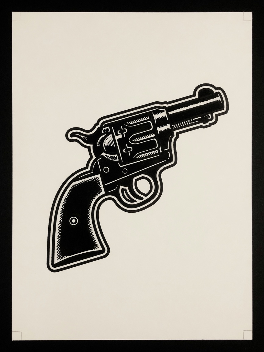Revolver — Blackwork Tattoo Design — Blackwork revolver tattoo design