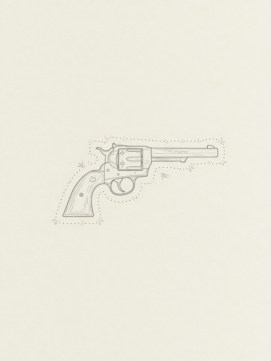 Revolver — Fine Line Tattoo Design — Fine Line revolver tattoo design