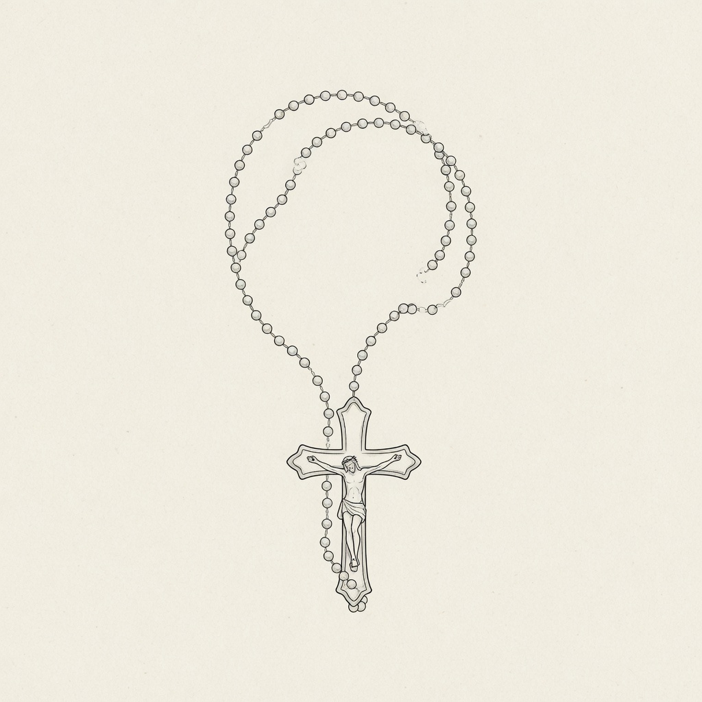 Rosary — Fine Line Tattoo — Fine Line rosary tattoo design