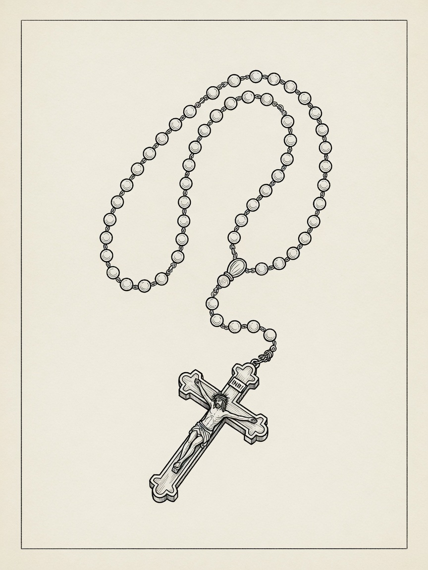 Rosary — Fine Line Tattoo — Fine Line rosary tattoo design