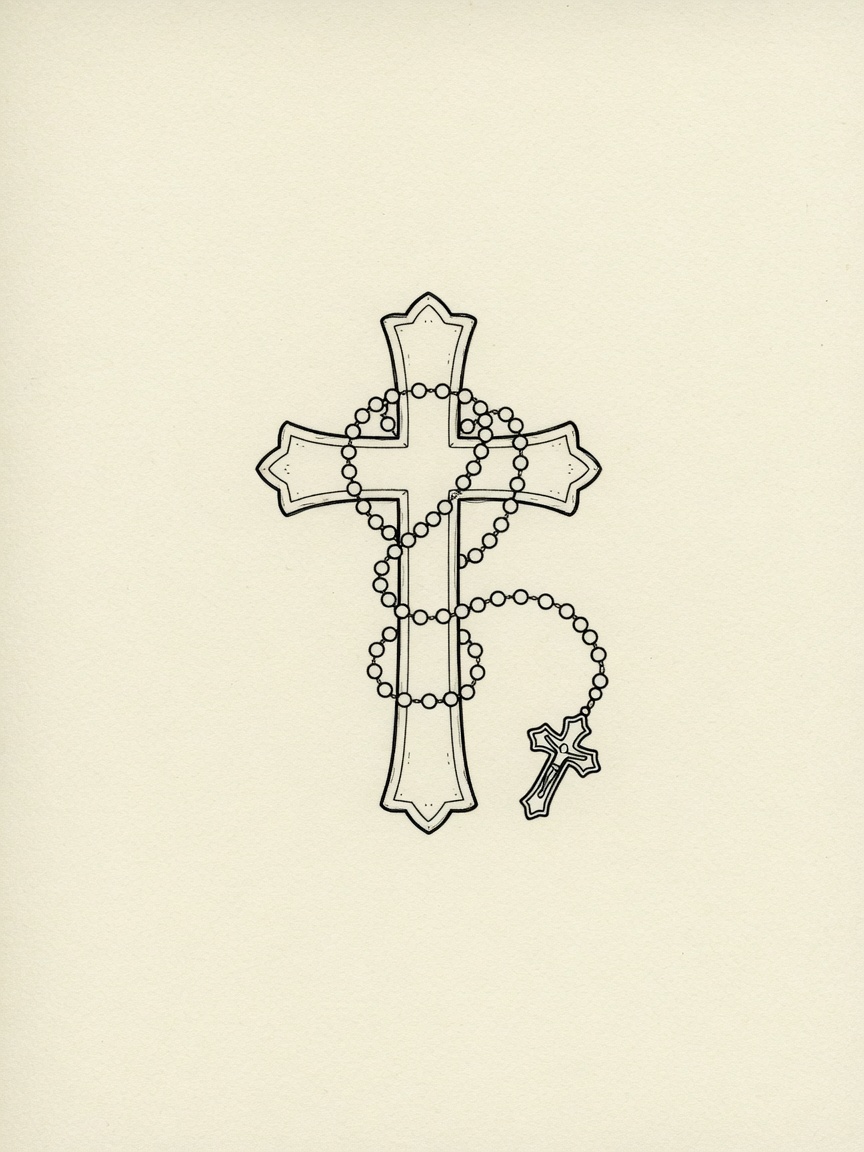 Rosary — Fine Line Tattoo — Fine Line rosary tattoo design