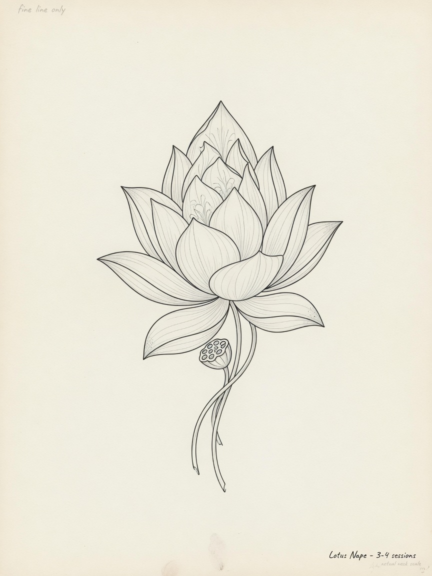 Sacred Heart — Fine Line Tattoo (Neck) — Fine Line sacred-heart tattoo design