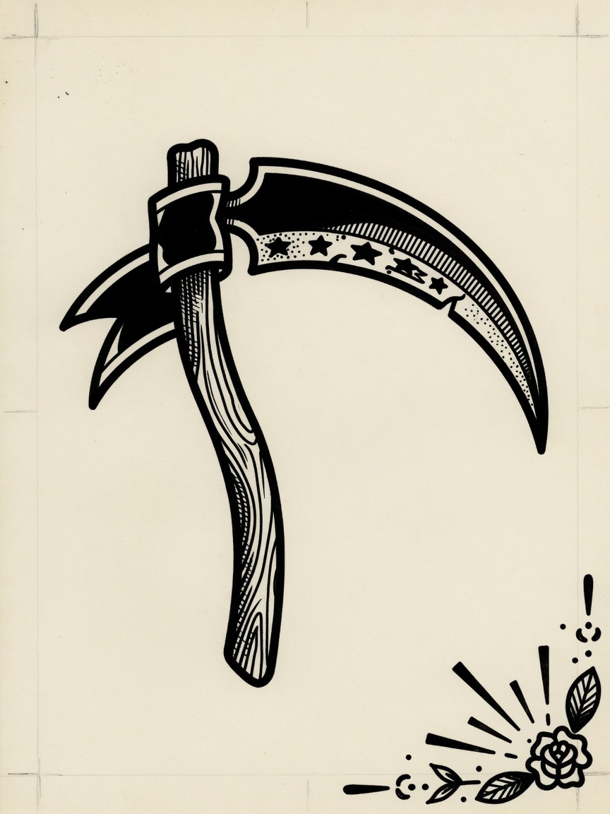 American Traditional Scythe tattoo