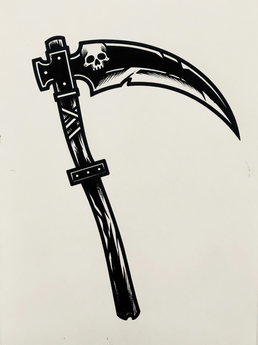 Scythe — Blackwork Tattoo Design — Blackwork scythe tattoo design