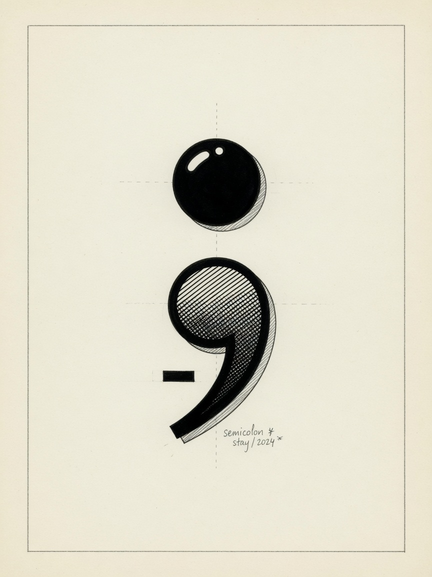 Semicolon — Blackwork Tattoo — Blackwork semicolon tattoo design