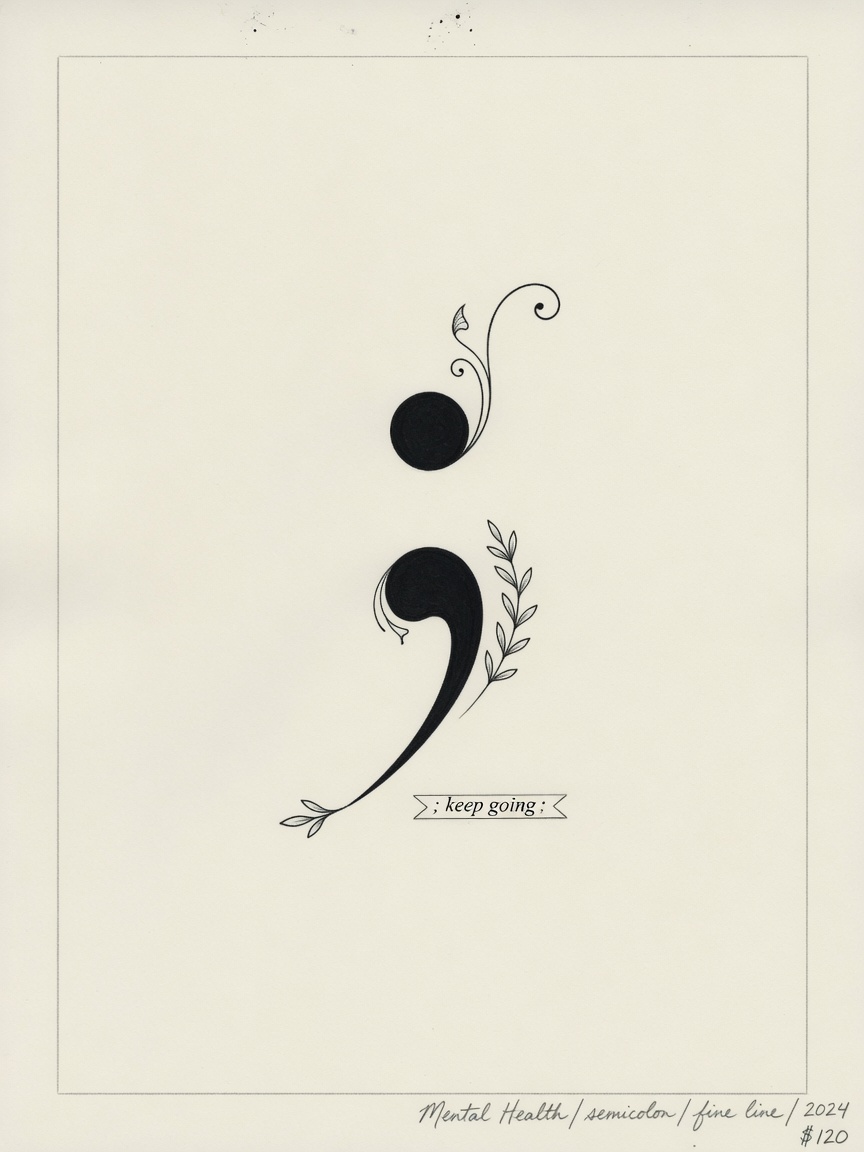 Semicolon — Fine Line Tattoo — Fine Line semicolon tattoo design