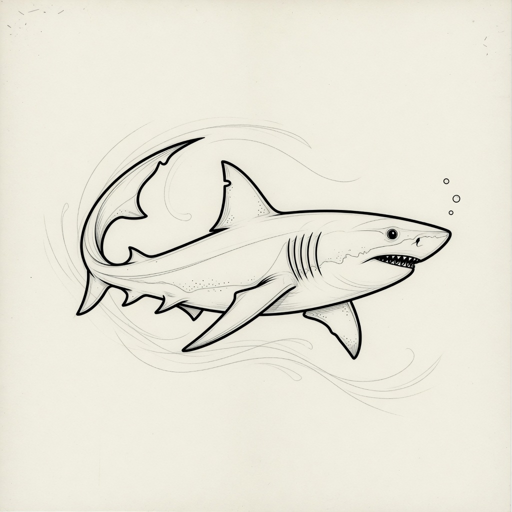 Shark — Fine Line Tattoo — Fine Line shark tattoo design