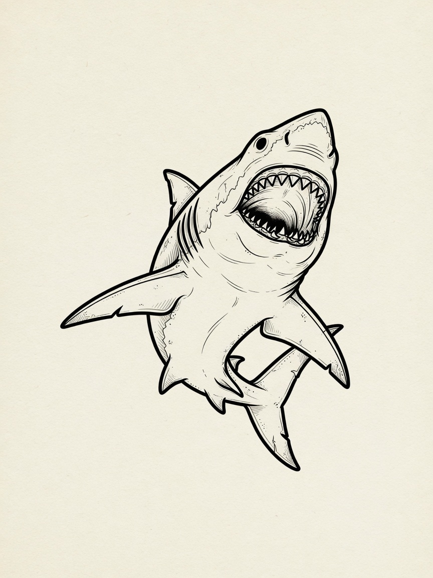 Shark — Fine Line Tattoo — Fine Line shark tattoo design