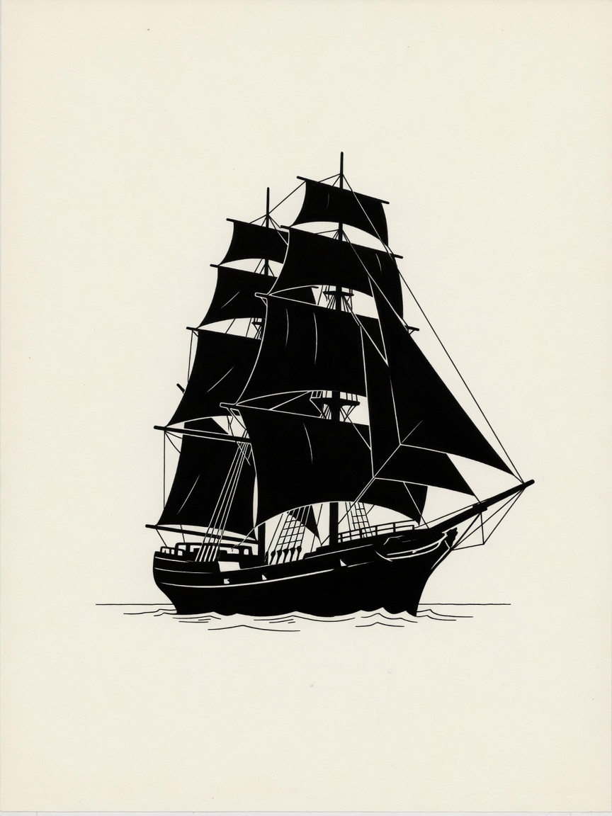 Ship — Blackwork Tattoo Design — Blackwork ship tattoo design