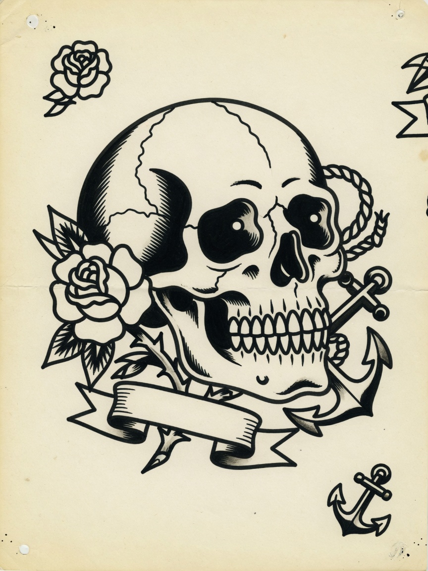 Skull — American Traditional Tattoo Design — American Traditional skull tattoo design
