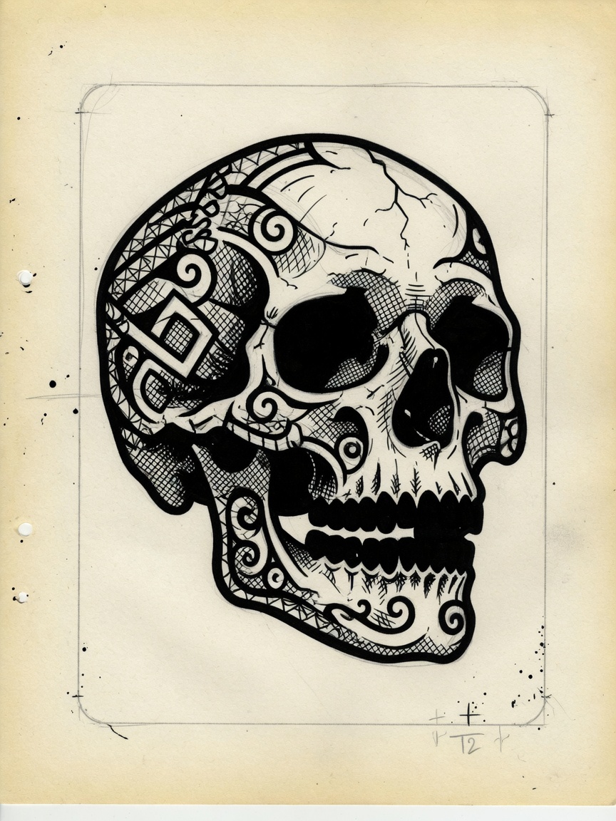 Skull — Blackwork Tattoo Design — Blackwork skull tattoo design