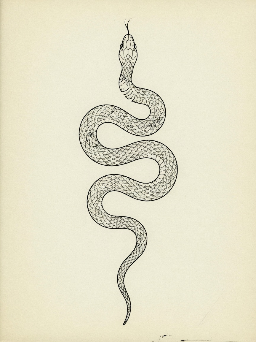 Snake — Fine Line Tattoo Design — Fine Line snake tattoo design