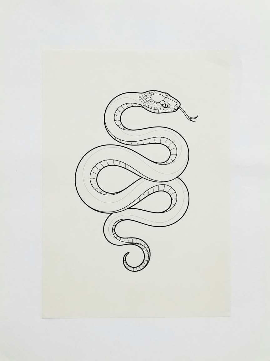 Snake — Fine Line Tattoo (Thigh) — Fine Line snake tattoo design