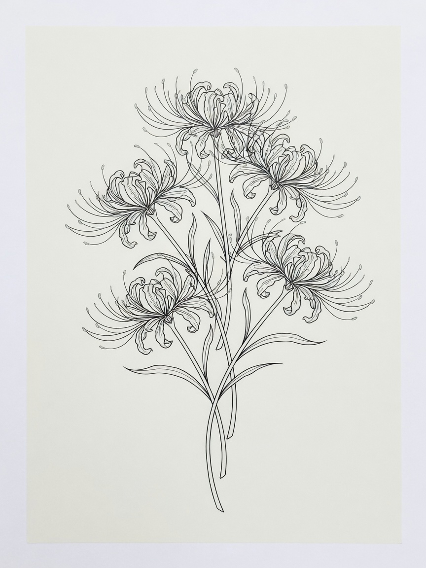 Spider Lily — Fine Line Tattoo — Fine Line spider-lily tattoo design