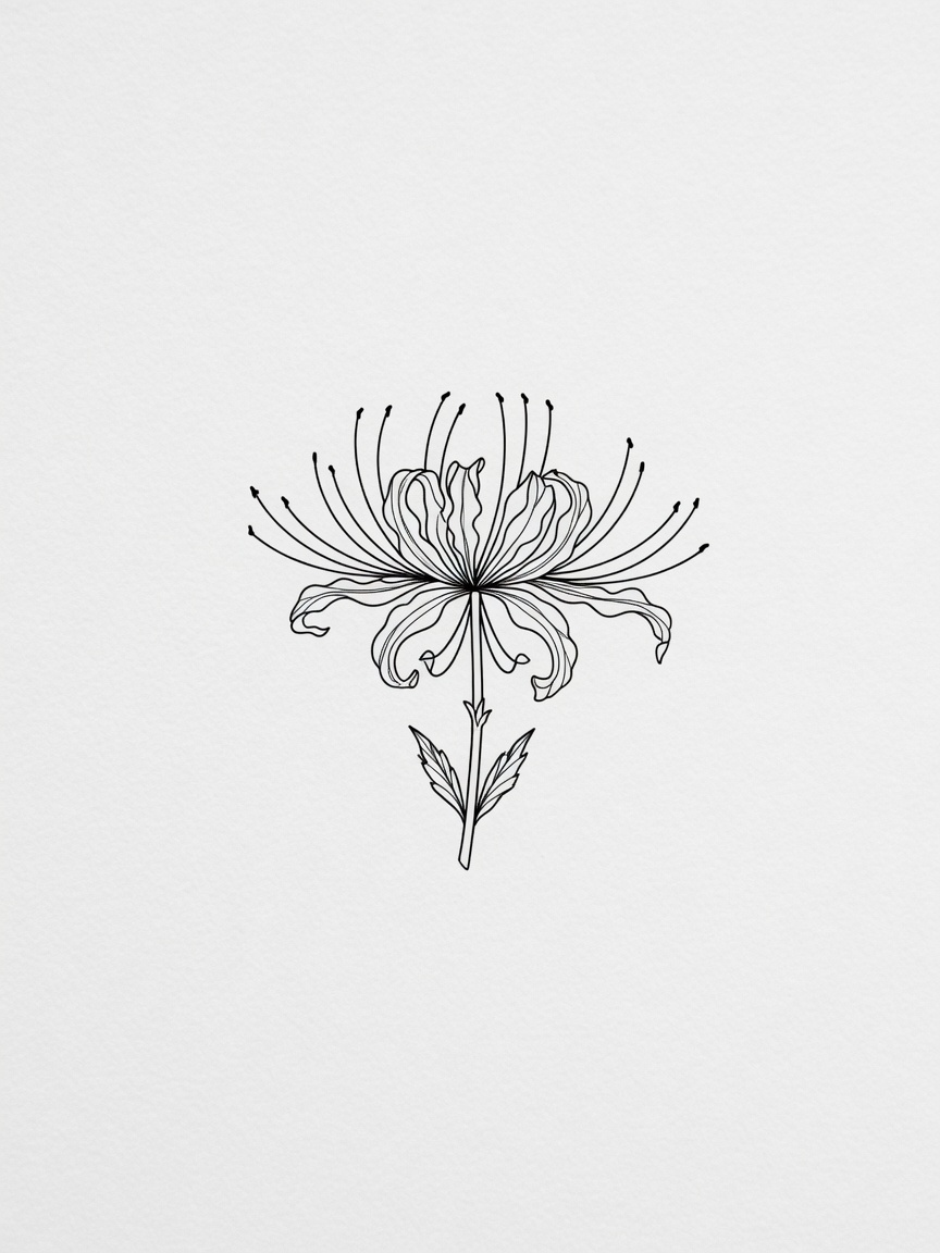 Spider Lily — Fine Line Tattoo — Fine Line spider-lily tattoo design