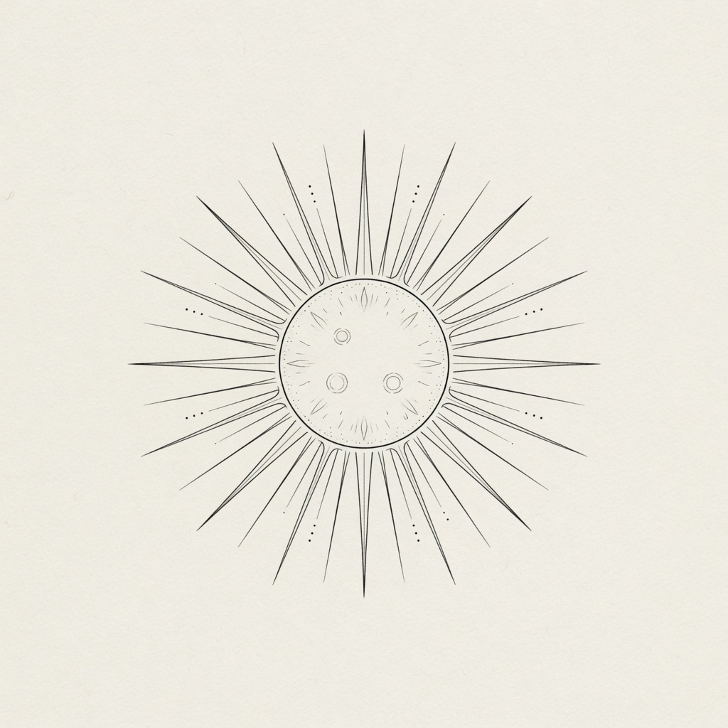Sun — Fine Line Tattoo — Fine Line sun tattoo design
