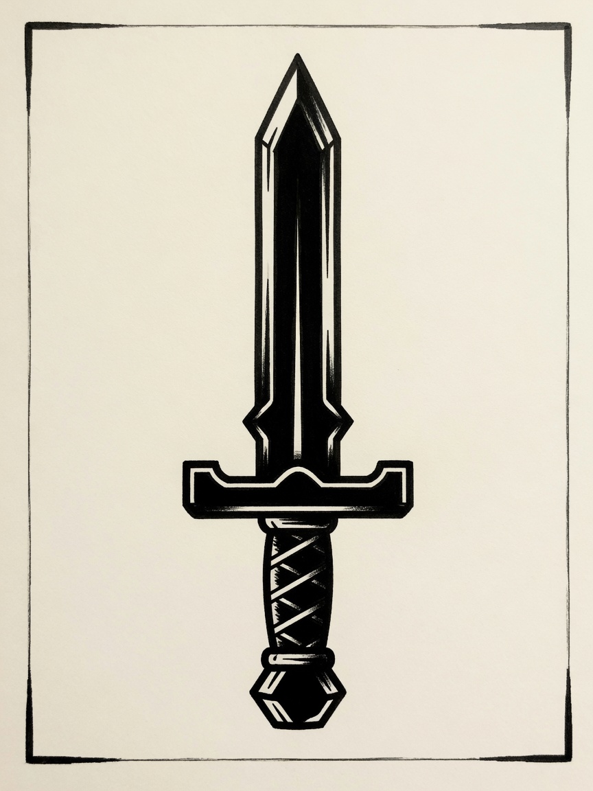 Sword — Blackwork Tattoo Design — Blackwork sword tattoo design