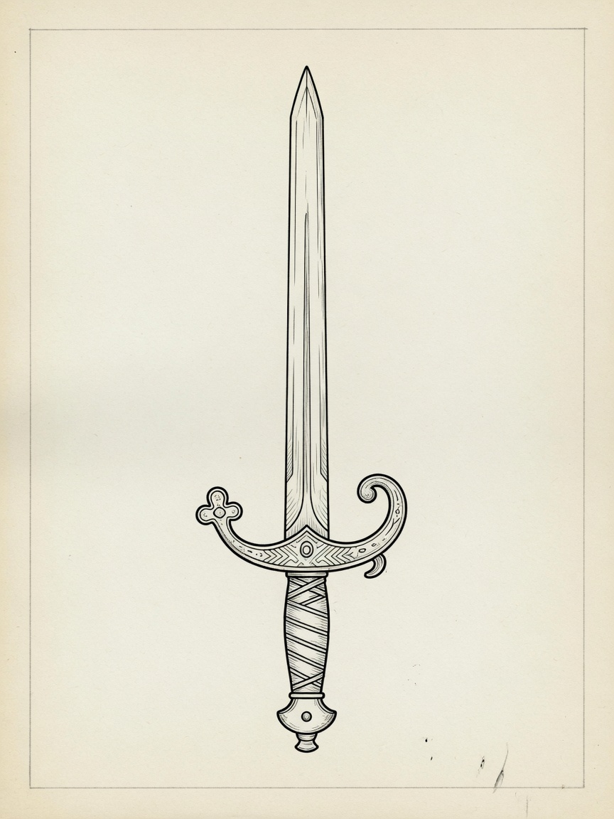 Sword — Fine Line Tattoo Design — Fine Line sword tattoo design