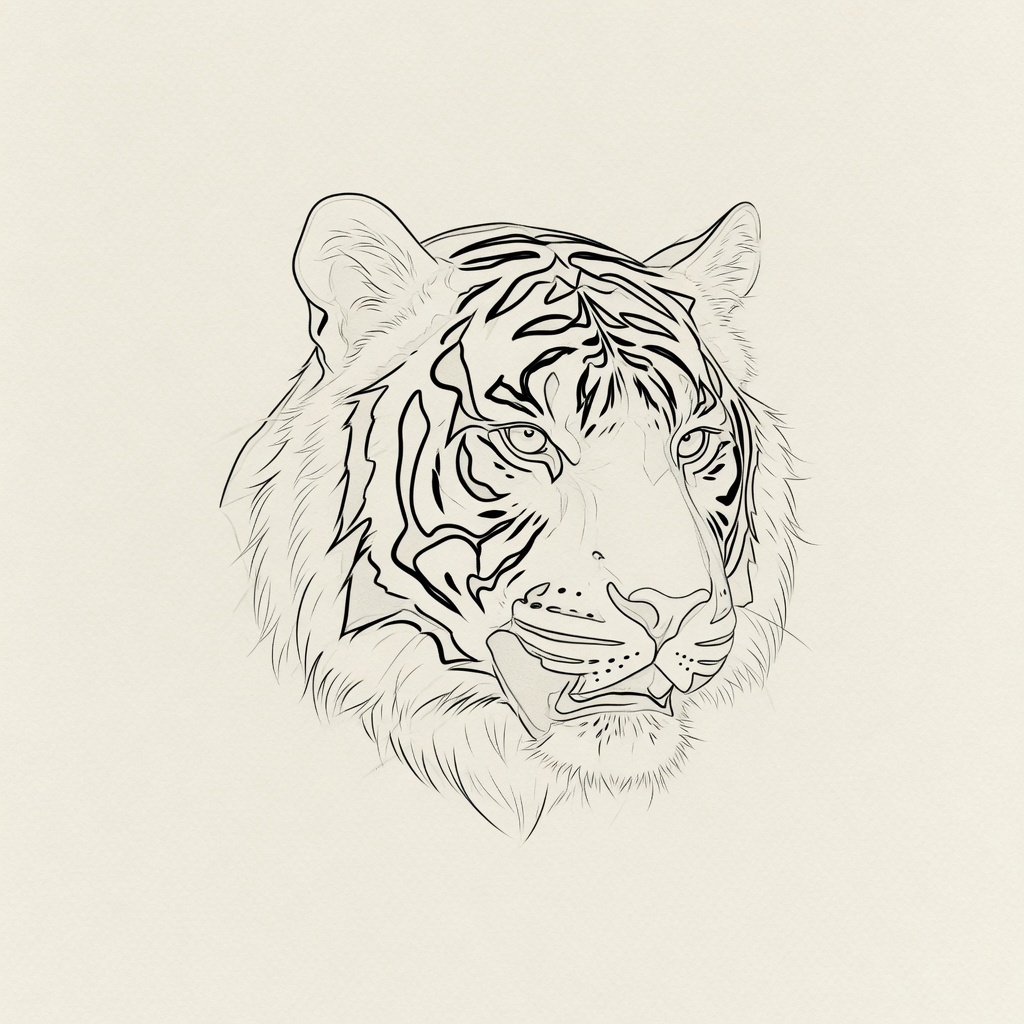 Tiger — Fine Line Tattoo — Fine Line tiger tattoo design
