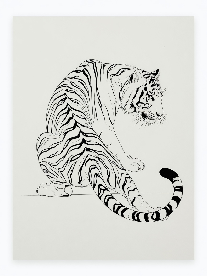 Tiger — Fine Line Tattoo — Fine Line tiger tattoo design
