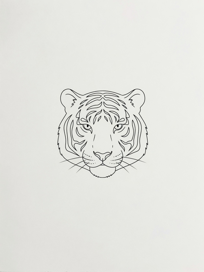 Tiger — Fine Line Tattoo — Fine Line tiger tattoo design
