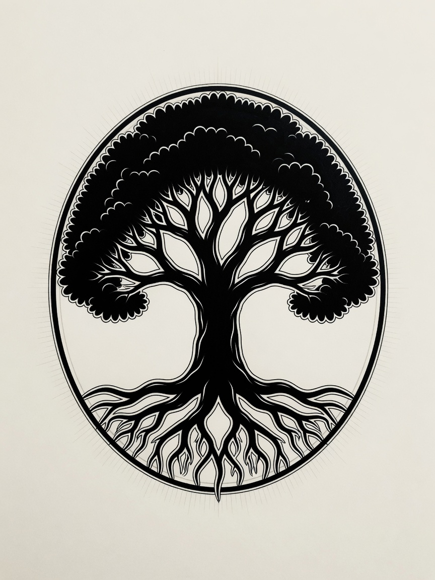 Tree of Life — Blackwork Tattoo Design — Blackwork tree-of-life tattoo design
