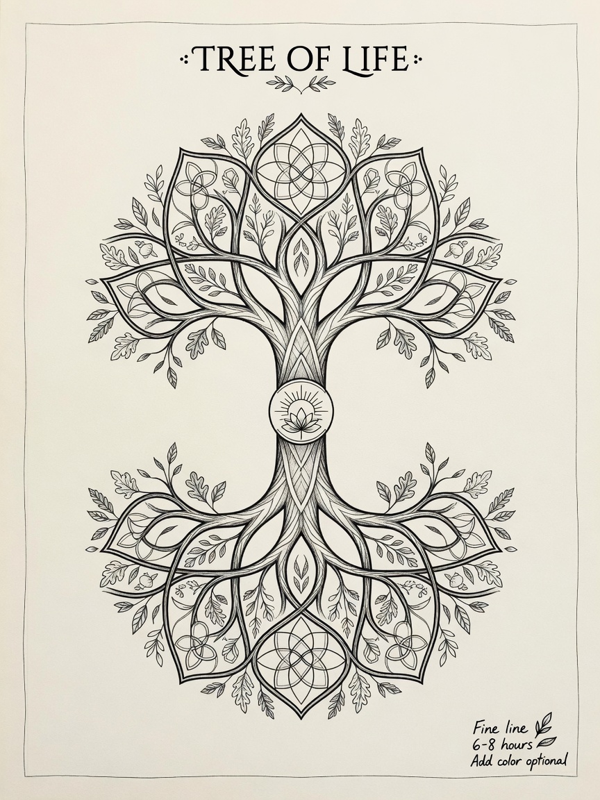 Tree of Life — Fine Line Tattoo — Fine Line tree-of-life tattoo design
