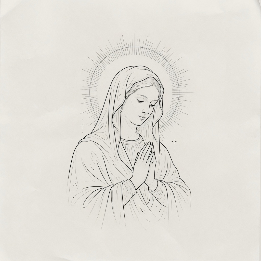 Virgin Mary — Fine Line Tattoo — Fine Line virgin-mary tattoo design