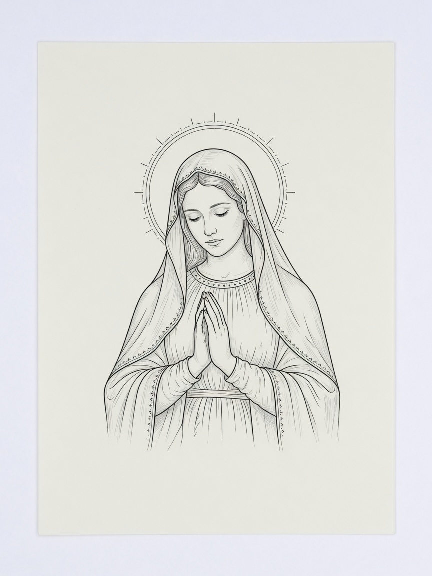 Virgin Mary — Fine Line Tattoo — Fine Line virgin-mary tattoo design