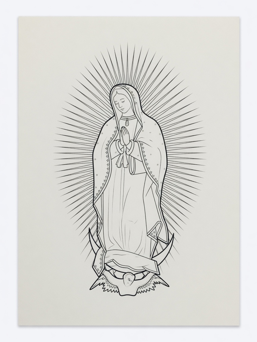 Virgin Mary — Fine Line Tattoo — Fine Line virgin-mary tattoo design