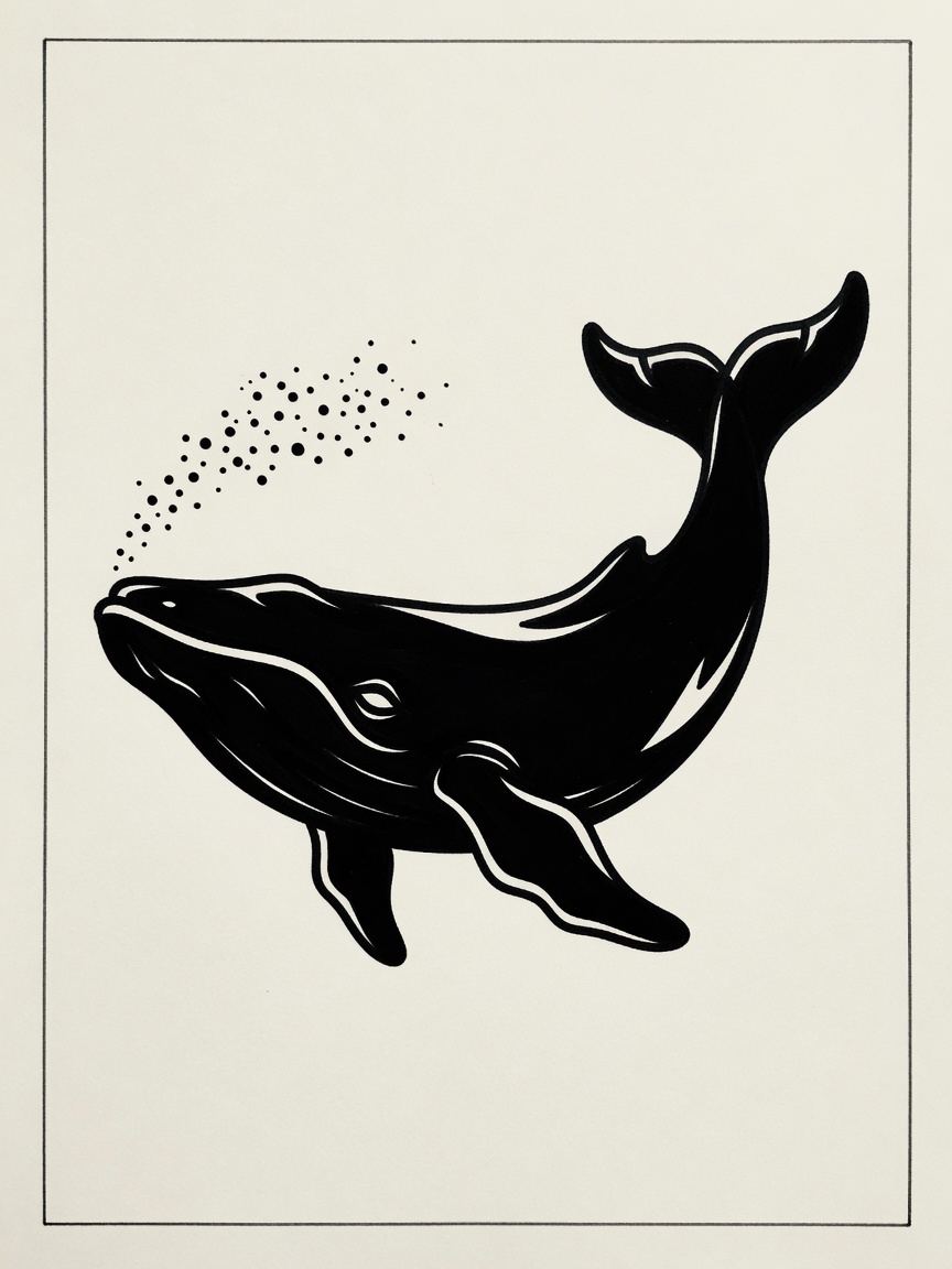 Whale — Blackwork Tattoo Design — Blackwork whale tattoo design