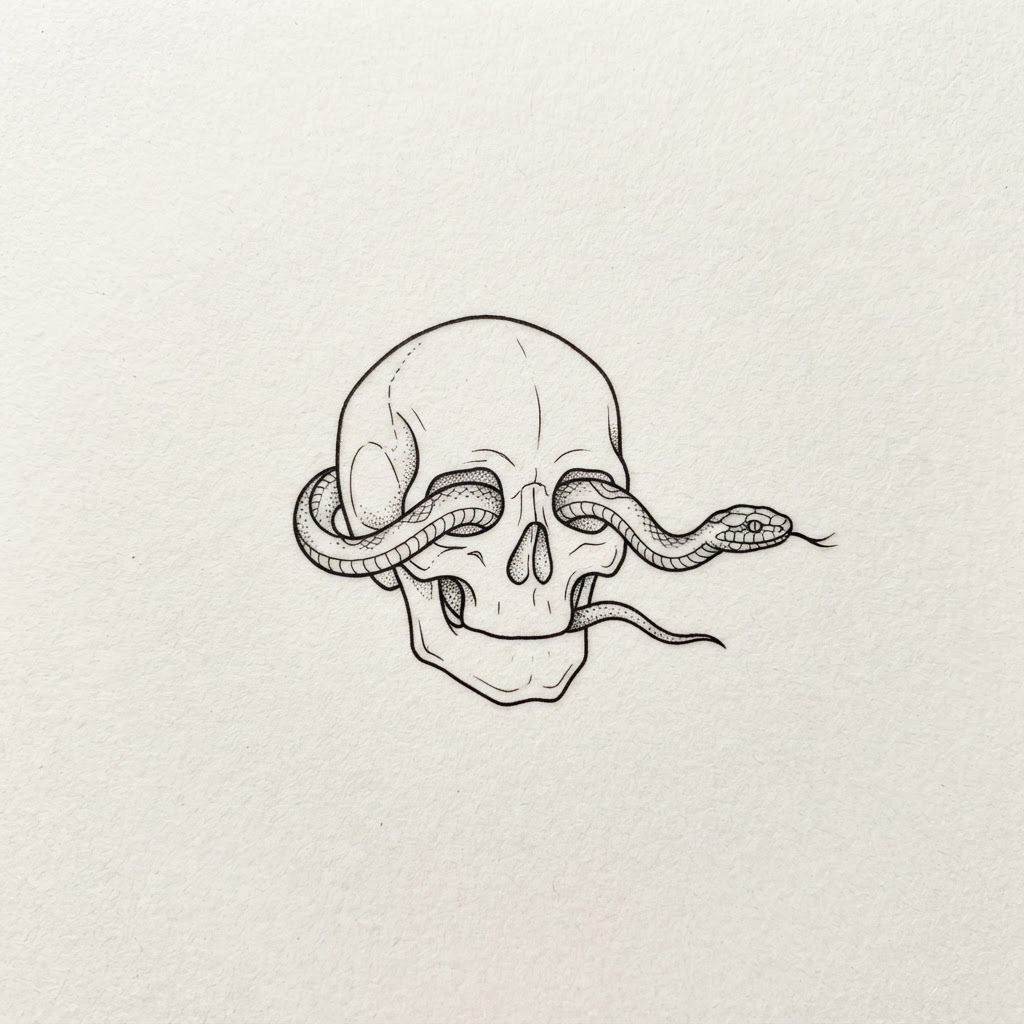Minimal Skull — Fine Line skull tattoo design