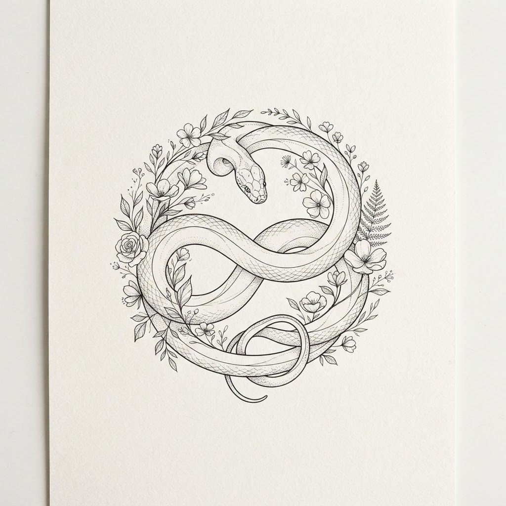 Fine Line Snake tattoo